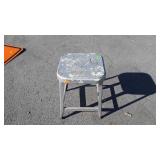 Vintage Stool Seat, silver painted, 14" seat x