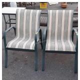 Pair of Outdoor Chairs, green color, aluminum