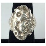 Sterling silver S Kirk "Rose" ring size 7.25