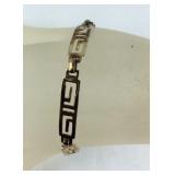 Gold over Sterling silver Greek key bracelet 8in