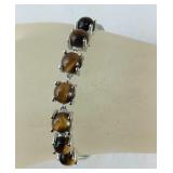 Tigers eye bolo bracelet bronze and stainless