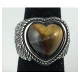 Tigers eye angel heart ring stainless steel size