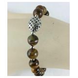 Tigers eye white shell Orion bracelet stainless