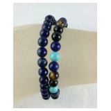 Two stretch bracelets lapis lazuli and tigers eye