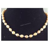 Peach freshwater pearl necklace 6-8mm silvertone