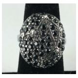 Natural Thai black spinel Austrian crystal Libra