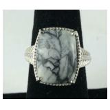 Austrian pinolith solitaire ring size 8 platinum