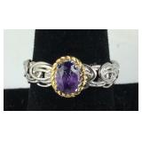 Size 10 amethyst.75ct stainless ring