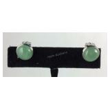 16ct green aventurine stainless clip on stud