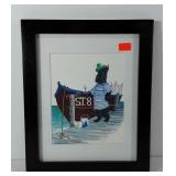 Scottish terrier painting, framed and matted, 13"