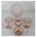 Pink Depression glass group plus an Arcoroc pink