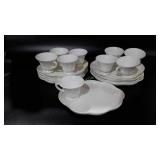 Milk glass grape design snack sets, nine plates