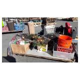 Skid lot of of holiday decorations and steps.