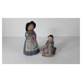 Hobbyist ceramics, two Amish style women, 7" and
