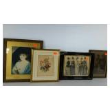 Fashionable lady prints, flowers, all are framed,