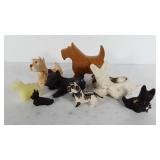 Scottish terrier figurines and candles, 3"-7"