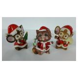 Three Homco porcelain bisque figurines, two mice