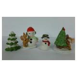 Homco porcelain bisque mice and snowmen Christmas