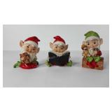 Homco ceramic Christmas holiday elf figurines,