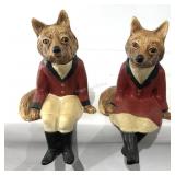 Hobbyist ceramic hunting fox shelf sitters