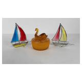 Glass, swan top vanity jar (wear as shown) and