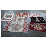Seven holiday themed scatter rugs, sizes vary