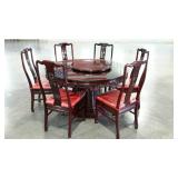 Asian inspired dining set, glass topped 54"