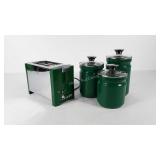 Green kitchenwares,  toaster (works) AMD three