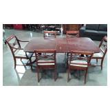 Dining table with leaf and six dining, finish