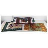 Christmas comforter, rug, and floor mat