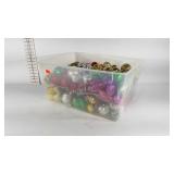 Tote of miscellaneous shatterproof Christmas