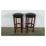 Pair of vinyl swivel top barstools, 29" to seat,