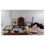 Wall decor, glasses, flag, bags, etc.