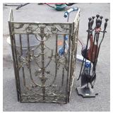 Fireplace Screen, and Tool Set, bellows included