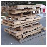 Stack of 10 Wood Pallets, various sizes, barn