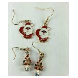 Two pair of Christmas theme goldtone fish hook