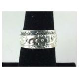 Size 7 artisan crafted sterling floral scroll