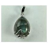 6.35ct labradorite platinum bond pendant