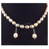 Freshwater purple cultured pearl earrings and