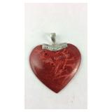 Sterling silver sponge coral heart pendant