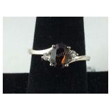 Size 9 sterling smoked topaz and white Swarovski