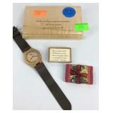 Wooden wrist watch and inspirational quotes in