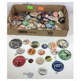 Flat of buttons some are political