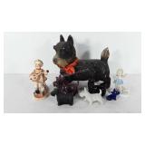 Scottish terrier figurines and candles, 2"-10.5",