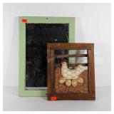 Farm House style wall hangings, fabric chicken in