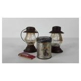 Skater lamps candy containers, snuff tin and