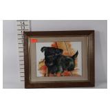 Watercolor painting of dog, signed by artist,