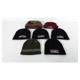 Seven beanies, some advertising, includes Extreme
