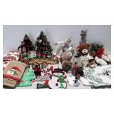 Christmas holiday decor group, table linens, bath