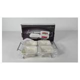 Godinger relish servers in metal rack, new in box